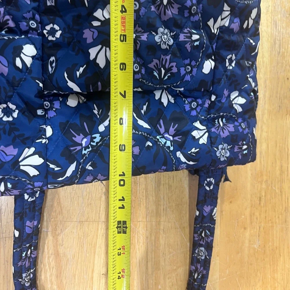 Vera Bradley Fleur medallion Blue Floral Puffy Quilted Tote Bag Shoulder Bag